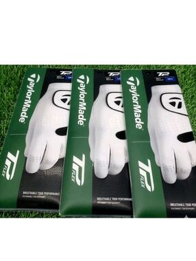 LOT 3 Taylormade TP Flex Cabretta Leather Golf Gloves White